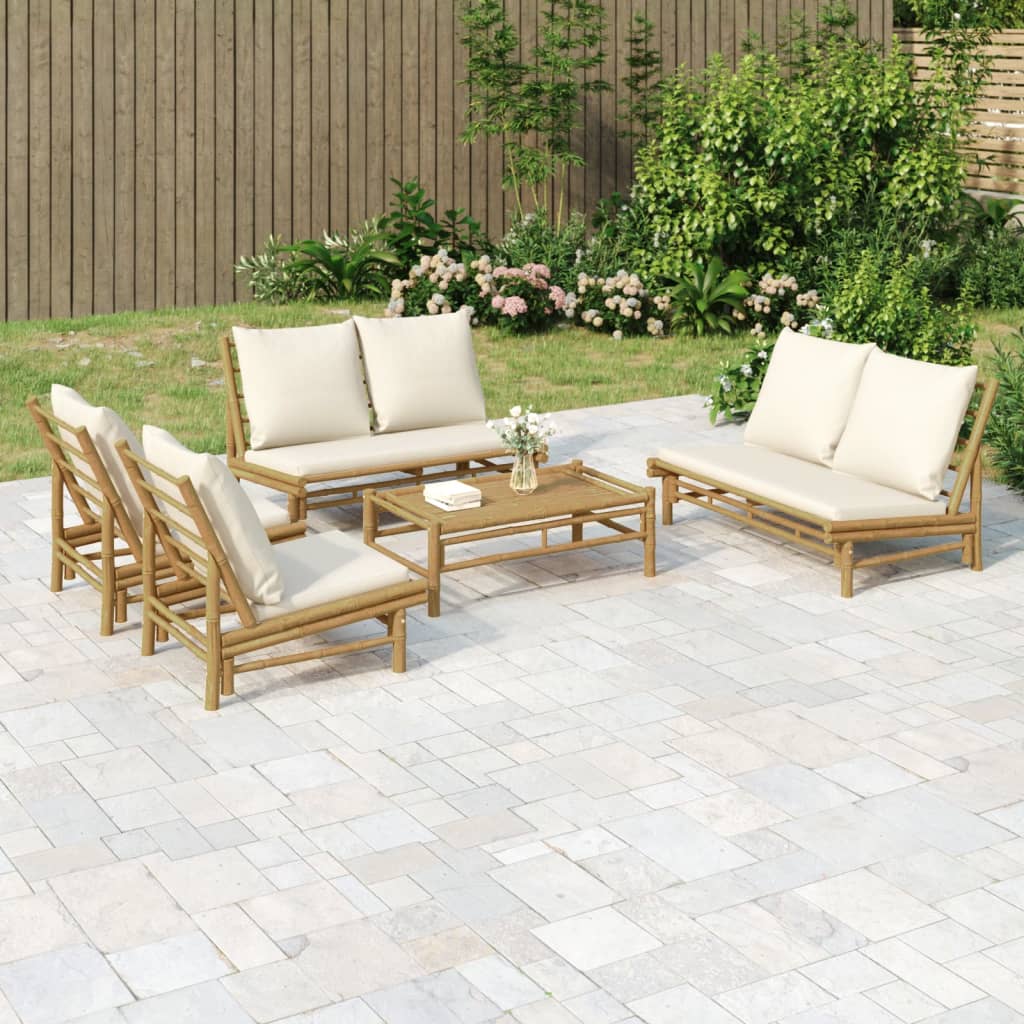 5-Delige Loungeset Met Kussens Bamboe